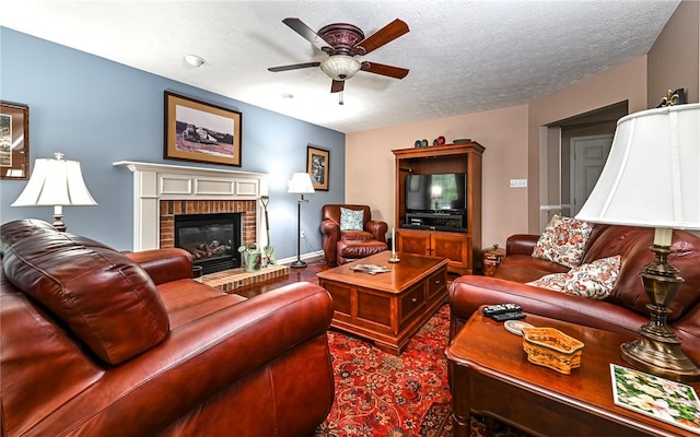 489 Jenny Dr, Richland, PA 15044 - living room with a ceiling fan and a fireplace