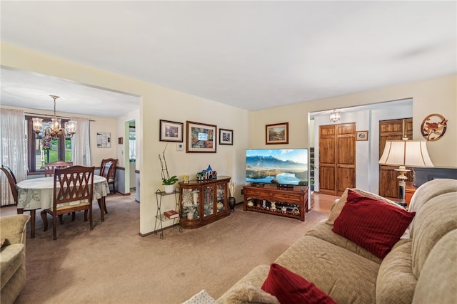 982 Braddock Rd, Forest Hills Boro, PA 15221 - living area featuring a chandelier and light carpet