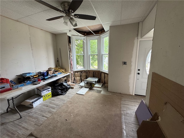 21 Hodgson Ave, Ingram, PA 15205 - office space with a paneled ceiling, a ceiling fan, and wood finished floors