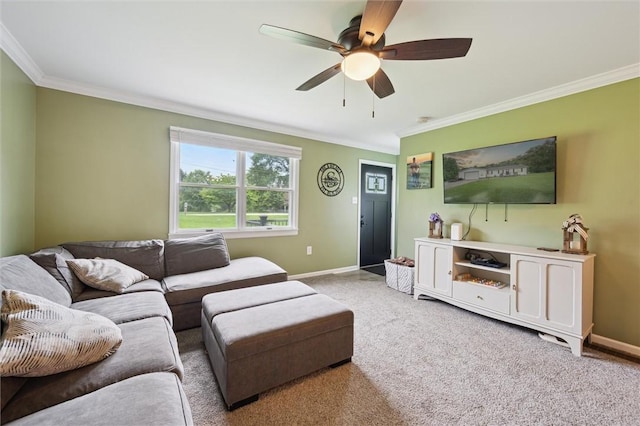4 Ward St, Canton Twp, PA 15301 - living area featuring crown molding, light colored carpet, and a ceiling fan