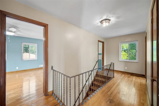 7604 Tyler Rd, Verona, PA 15147 - stairs with wood finished floors and a ceiling fan