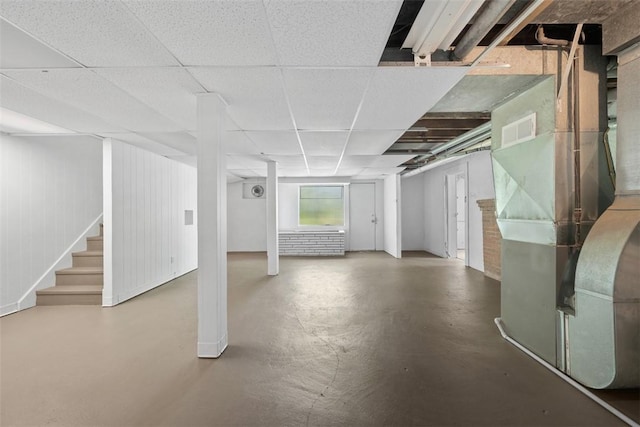 7604 Tyler Rd, Verona, PA 15147 - below grade area featuring stairs and a drop ceiling
