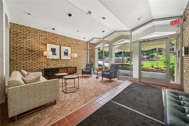 53 Highland Rd Unit 403-404, Bethel Park, PA 15102 - common area featuring lofted ceiling and brick wall