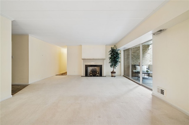 53 Highland Rd Unit 403-404, Bethel Park, PA 15102 - unfurnished living room featuring carpet floors and a fireplace