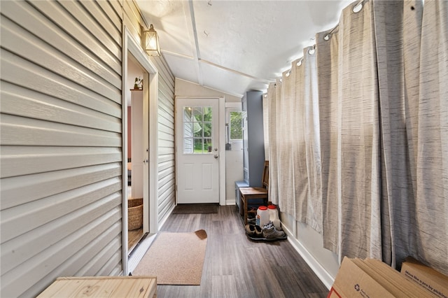 1021 Beechnut St, West Deer, PA 15084 - doorway to outside featuring wood finished floors and lofted ceiling