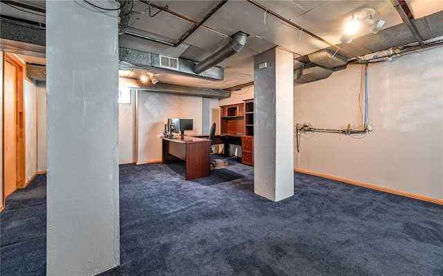 112 Fisk Ave, Avalon, PA 15202 - below grade area with dark colored carpet and an office area