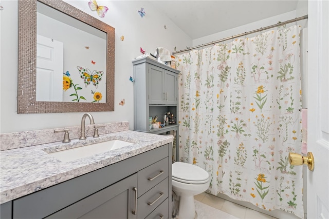 332 S Chestnut St, Scottdale, PA 15683 - bathroom with vanity, curtained shower, and tile patterned floors