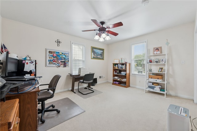 332 S Chestnut St, Scottdale, PA 15683 - carpeted home office featuring a ceiling fan and baseboards