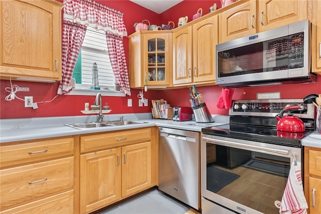 332 S Chestnut St, Scottdale, PA 15683 - kitchen featuring stainless steel appliances, light countertops, and glass insert cabinets