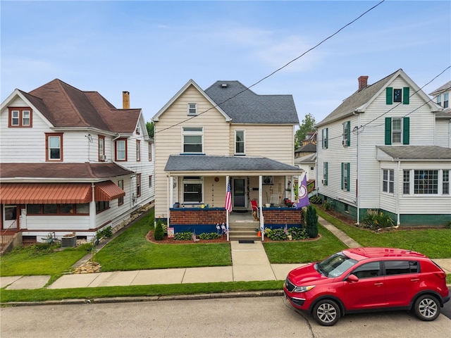 332 S Chestnut St, Scottdale, PA 15683 - view of front facade with a porch, a front yard, and a shingled roof