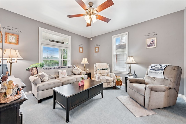332 S Chestnut St, Scottdale, PA 15683 - carpeted living area with a ceiling fan and baseboards