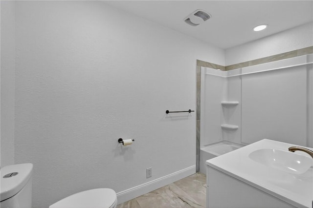 235 Telegraph Rd, Luzerne Twp, PA 15417 - full bath with marble look tile flooring, vanity, and bathing tub / shower combination