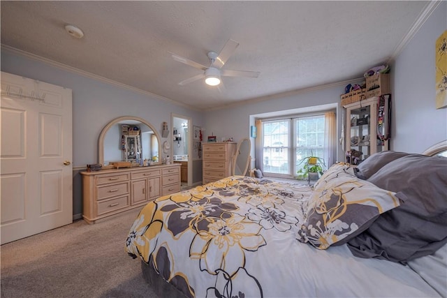 115 Westbrooke Ln, Findlay Twp, PA 15108 - bedroom with light colored carpet, crown molding, and ceiling fan