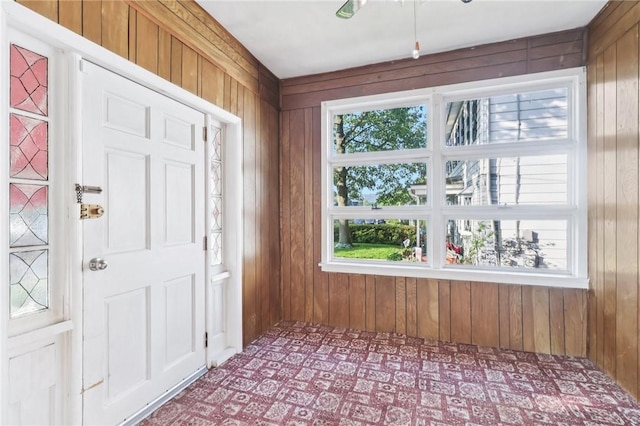357 Keystone Dr, New Kensington, PA 15068 - entrance foyer with wood walls and plenty of natural light