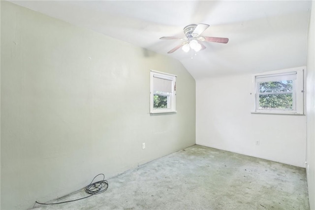 357 Keystone Dr, New Kensington, PA 15068 - unfurnished room featuring ceiling fan, plenty of natural light, carpet flooring, and vaulted ceiling