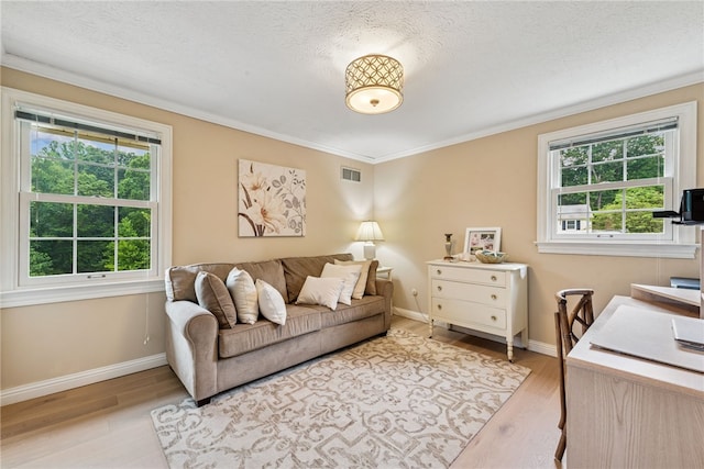 511 Brunswick Dr, Hempfield Twp, PA 15601 - home office with wood finished floors, ornamental molding, and a textured ceiling
