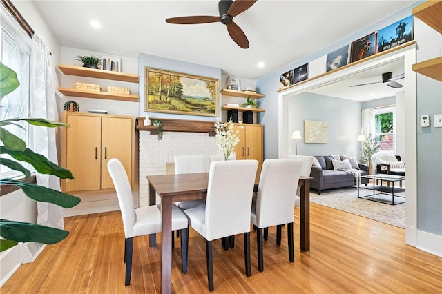 4329 Stanton Ave, Stanton Heights, PA 15201 - dining area featuring ceiling fan, light wood-style flooring, and recessed lighting