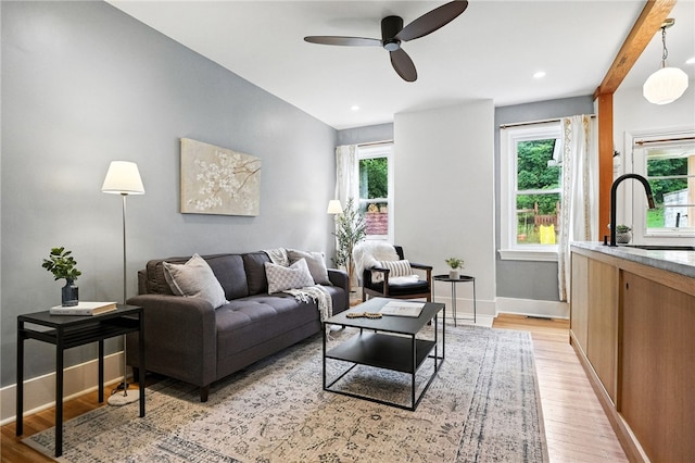 4329 Stanton Ave, Stanton Heights, PA 15201 - living area featuring ceiling fan, plenty of natural light, and light wood-style flooring
