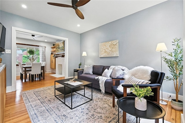 4329 Stanton Ave, Stanton Heights, PA 15201 - living room with ceiling fan, light wood-style floors, and recessed lighting