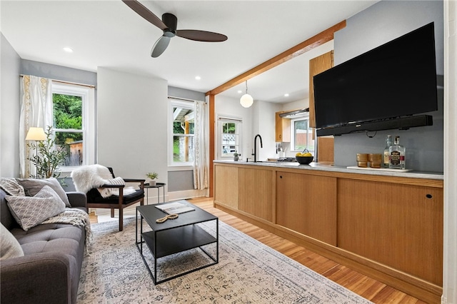 4329 Stanton Ave, Stanton Heights, PA 15201 - living area with light wood-type flooring, ceiling fan, and recessed lighting