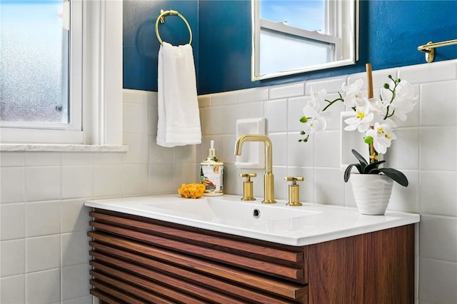4329 Stanton Ave, Stanton Heights, PA 15201 - bathroom featuring vanity, plenty of natural light, and tile walls