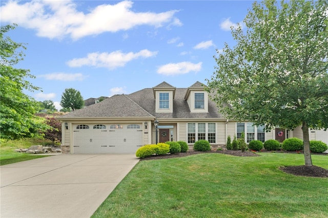 3111 Edelweiss Ct Ste 201, Adams Twp, PA 16046 - view of front facade with a garage, a front yard, driveway, stone siding, and roof with shingles
