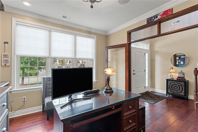 3111 Edelweiss Ct Ste 201, Adams Twp, PA 16046 - office featuring dark wood-style flooring, healthy amount of natural light, ornamental molding, and recessed lighting