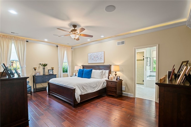 3111 Edelweiss Ct Ste 201, Adams Twp, PA 16046 - bedroom featuring crown molding, multiple windows, dark wood-style floors, recessed lighting, and ensuite bathroom