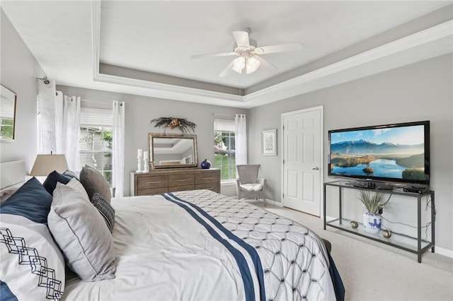 774 Norwegian Spruce Dr, Adams Twp, PA 16046 - carpeted bedroom with a tray ceiling and a ceiling fan