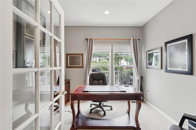 774 Norwegian Spruce Dr, Adams Twp, PA 16046 - carpeted office space featuring french doors and baseboards