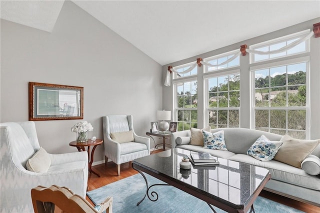 774 Norwegian Spruce Dr, Adams Twp, PA 16046 - living room with wood finished floors and high vaulted ceiling