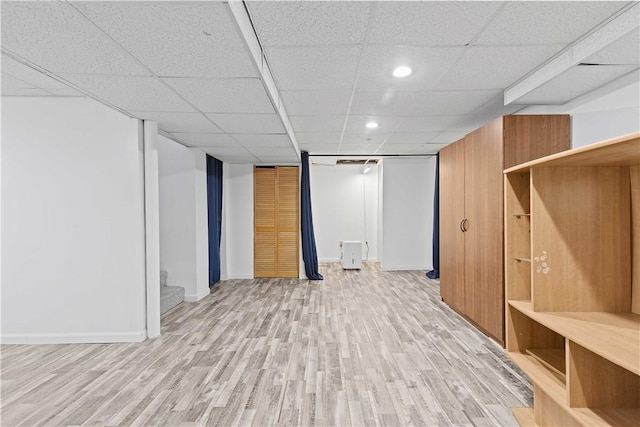 10 Ronald St, West Elizabeth, PA 15088 - finished basement with light wood-style flooring, stairway, recessed lighting, and a drop ceiling