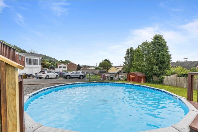 10 Ronald St, West Elizabeth, PA 15088 - view of pool featuring a shed and a residential view