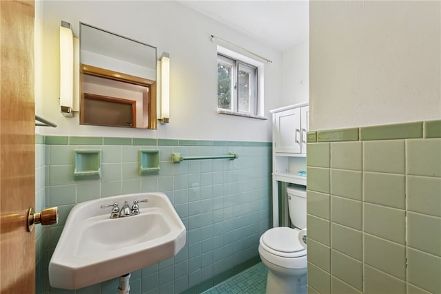 1920 Cheryl Dr, North Huntingdon, PA 15642 - half bath with tile walls, a wainscoted wall, and tile patterned flooring