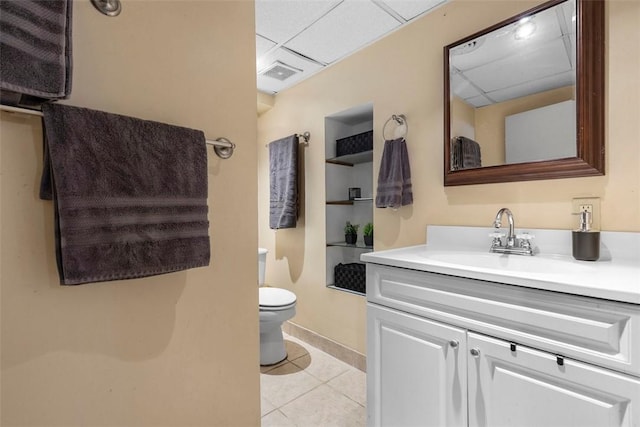 3914 38th St, Pulaski Twp, PA 15066 - bathroom featuring vanity, tile patterned flooring, and a paneled ceiling