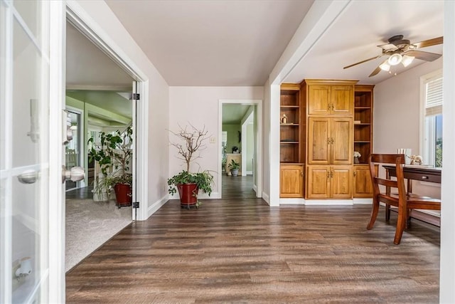 115 Nursery Rd, Forward Twp, PA 16053 - home office featuring dark wood-type flooring and ceiling fan