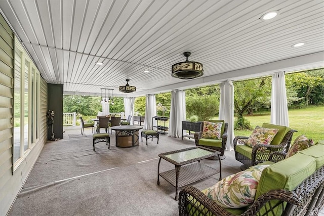 115 Nursery Rd, Forward Twp, PA 16053 - sunroom featuring an outdoor hangout area and outdoor dining space