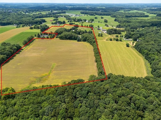 115 Nursery Rd, Forward Twp, PA 16053 - overview of rural landscape featuring property boundaries highlighted and a heavily wooded area