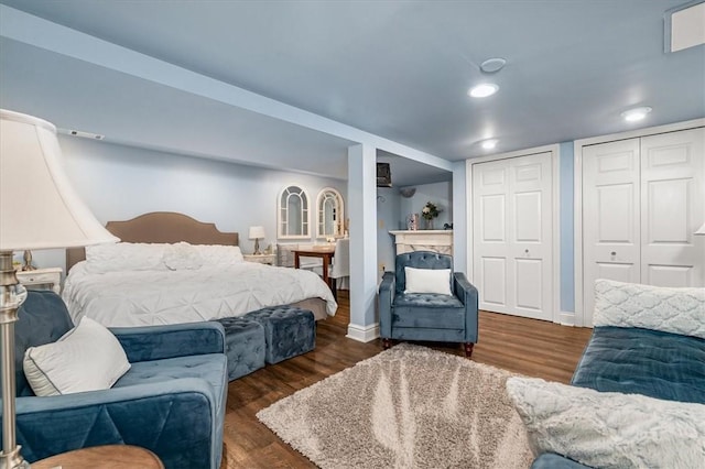 115 Nursery Rd, Forward Twp, PA 16053 - bedroom with two closets and dark wood-type flooring