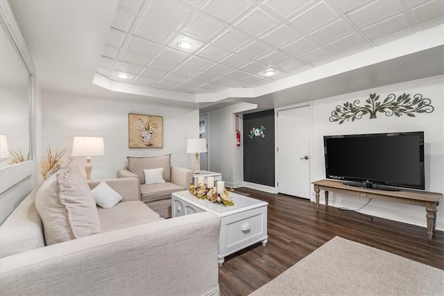 115 Nursery Rd, Forward Twp, PA 16053 - living room featuring dark wood-type flooring and recessed lighting