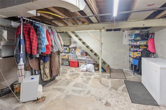2913 Willett Rd, Brentwood, PA 15227 - unfinished basement featuring stairs and refrigerator