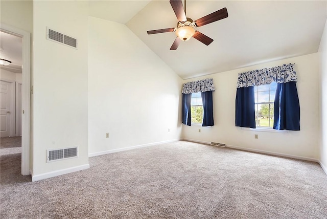 538 Bluegrass Dr, Canonsburg, PA 15317 - spare room with carpet flooring, ceiling fan, and high vaulted ceiling