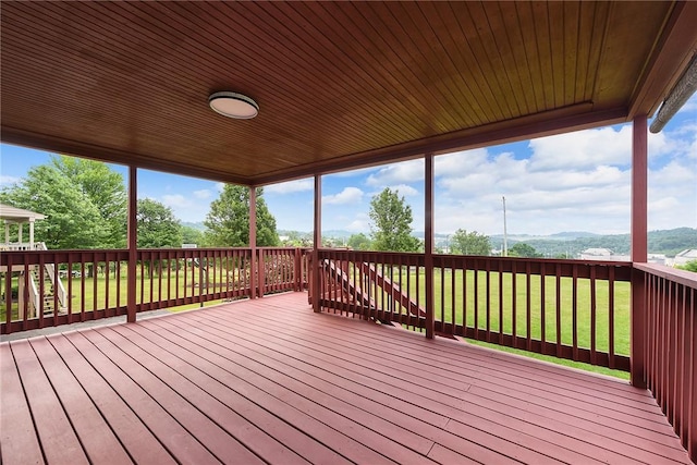 538 Bluegrass Dr, Canonsburg, PA 15317 - wooden terrace featuring a yard and a mountain view