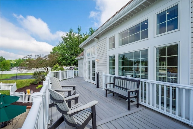 538 Bluegrass Dr, Canonsburg, PA 15317 - wooden deck with french doors