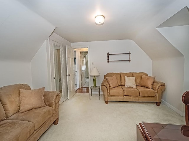 881 Ridge Rd, Harmony Twp, PA 15003 - living area featuring light carpet and vaulted ceiling