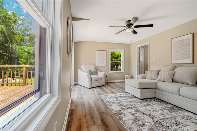 7321 Ringertown Rd, Murrysville, PA 15632 - living area with wood finished floors and a ceiling fan