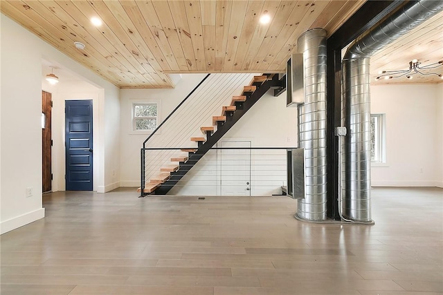 233 E 21st Ave, Munhall, PA 15120 - below grade area featuring recessed lighting, wooden ceiling, stairs, and wood finished floors