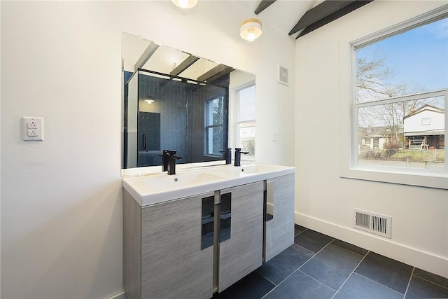 233 E 21st Ave, Munhall, PA 15120 - full bath featuring double vanity and a shower with door