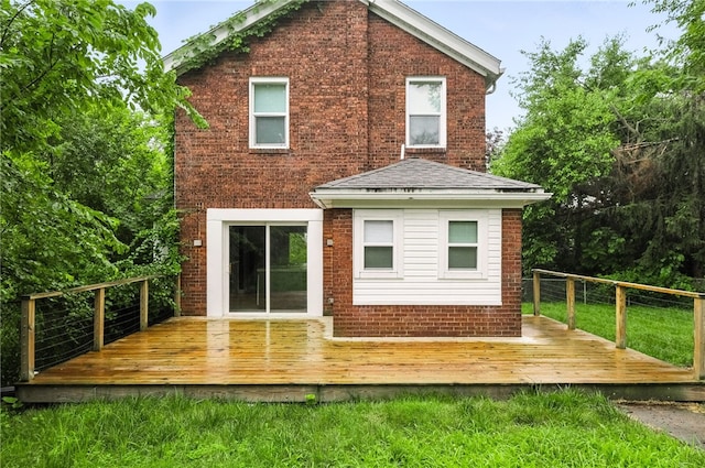 233 E 21st Ave, Munhall, PA 15120 - rear view of property featuring a wooden deck and brick siding