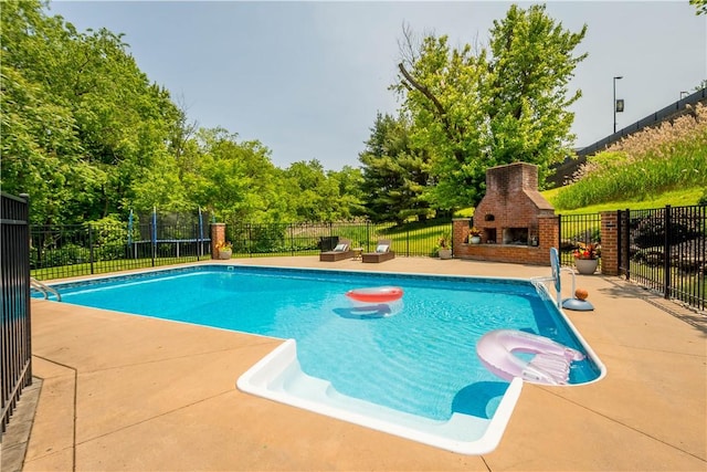 237 Clever Rd, Robinson Twp, PA 15136 - view of swimming pool featuring a patio area and an outdoor brick fireplace